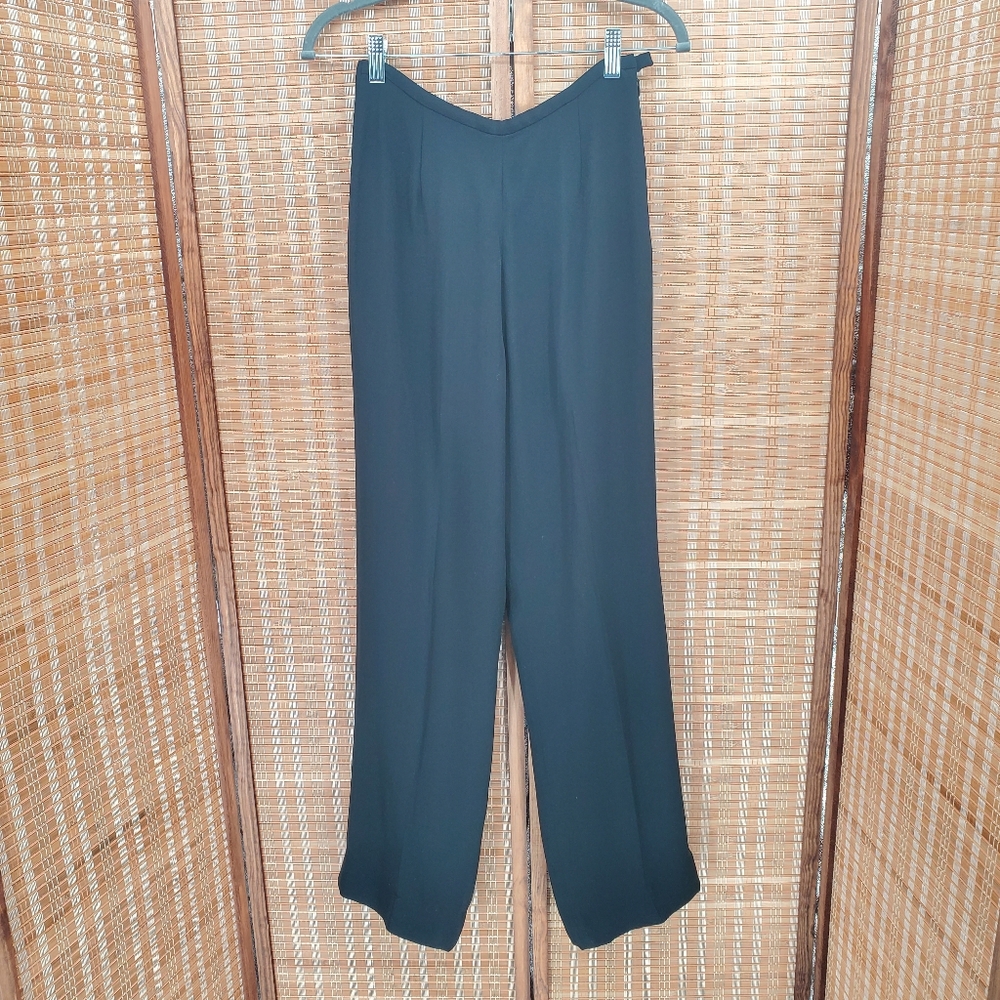 ♡ Dana Buchman Black Silk High Waist Trousers Size 2